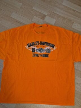 Harley-Davidson Orange Short-Sleeve 'Live to Ride' Graphic Tee, XXXL - No Tag